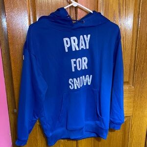 Blue Hoodie with 'Pray for Snow' ‘Avalanche Ski Club’